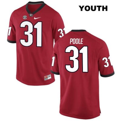Youth Georgia Bulldogs NCAA #31 William Poole Nike Stitched Red Authentic College Football Jersey IQR0154PY